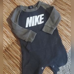 Nike baby body suit size 12 months. Green and grey ribbed with Nike logo.